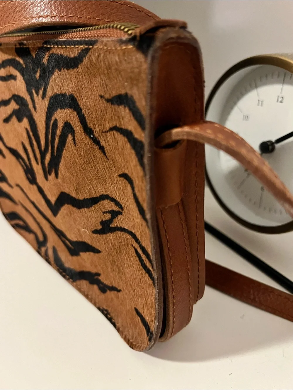 Madewell The Simple Crossbody and wallet in Tiger Print Calf Hair & leather